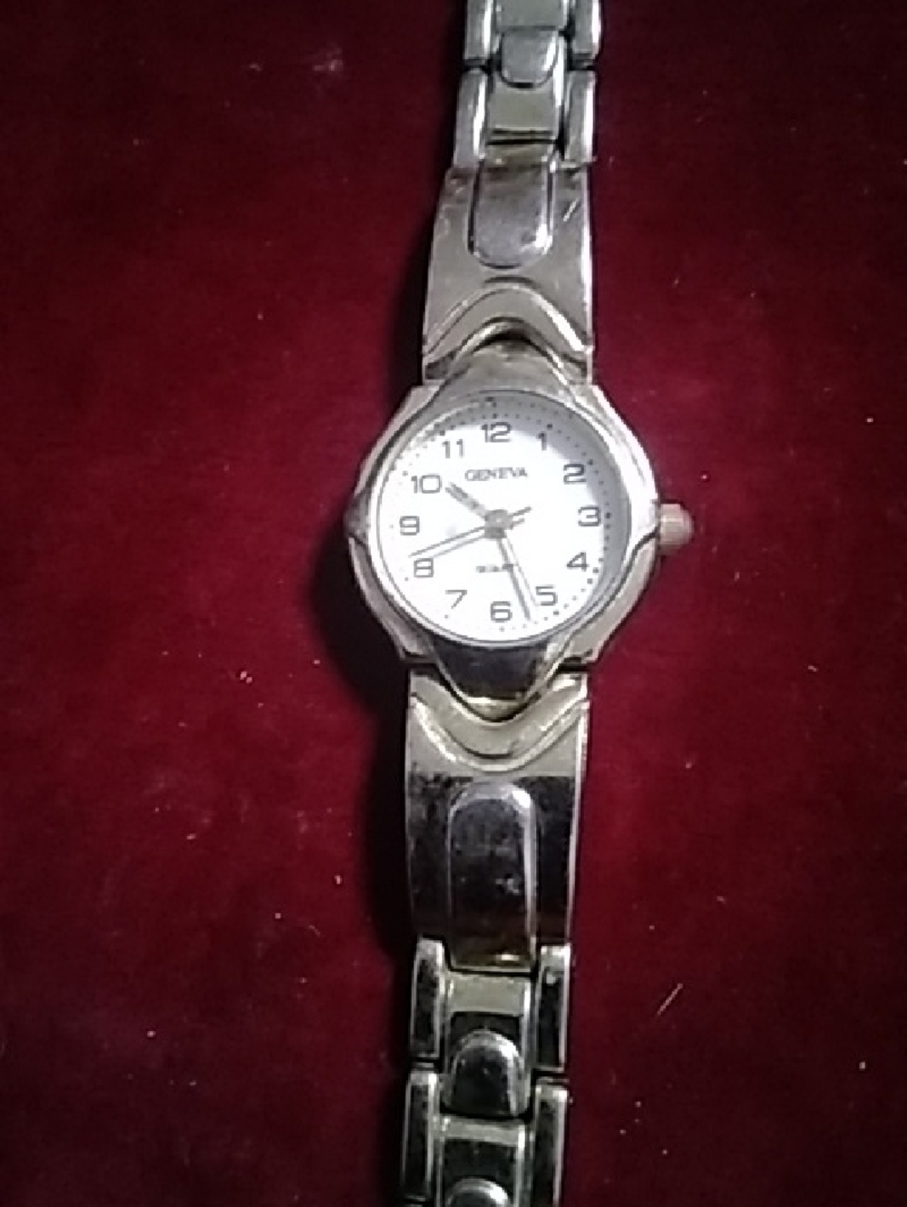 Geneva Silver Tone Bracelet Watch with White Dial